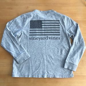 Boys Long Sleeve Tonal Flag Pocket Tee